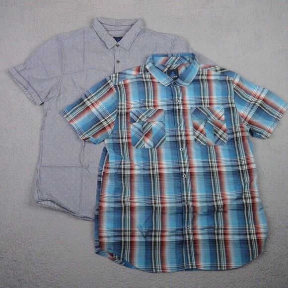 prAna Shirt Mens Extra Large Lot of 2 Blue Short Sleeve Button Up Outdoor XL - Picture 1 of 15